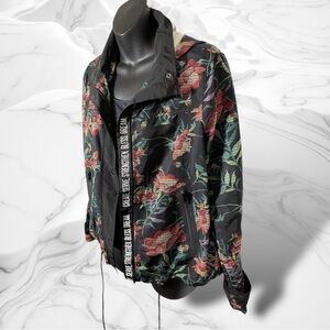 Lularoe Floral Windbreaker Jacket Create Serve Strengthen Bless Dream Size Small